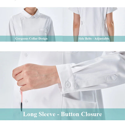 Cralom White Nurse Scrub Set Top and Pant - Hospital Workwear Suit