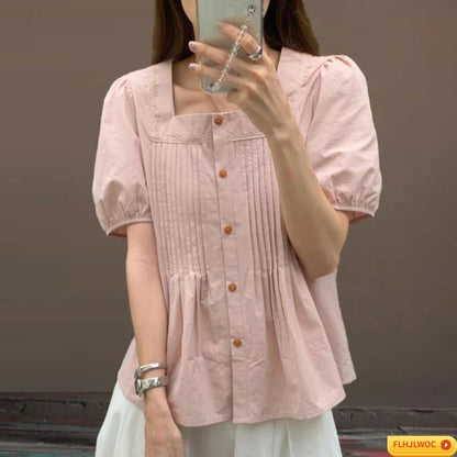 Cralom Ruffles Cotton Tops: Summer Sweet Style for Women