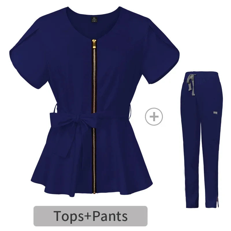 Cralom Beauty Workwear Set: Elastic Blouse & Straight Pants for Women