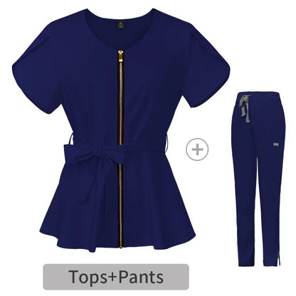 Cralom Beauty Workwear Set: Elastic Blouse & Straight Pants for Women