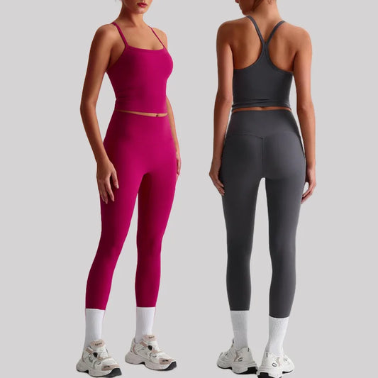 Cralom Naked Feel Seamless Yoga Set: Sports Bra & High-Waisted Leggings
