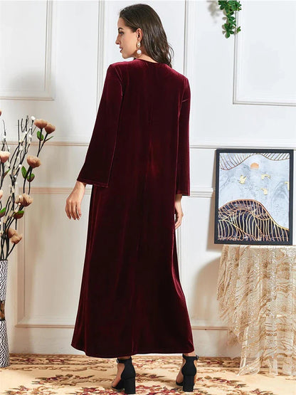 Cralom Cralom Winter Red Abaya Dress - Women Muslim Prayer Eid Ramadan Dubai-Islam