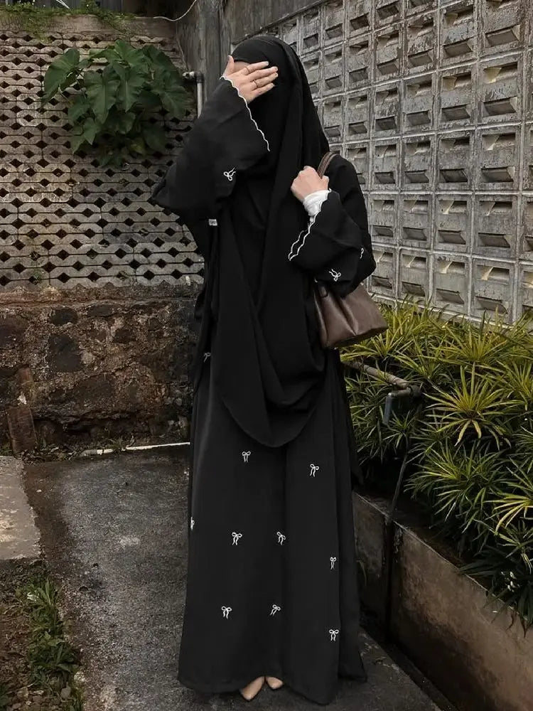 Cralom Butterfly Bow Abaya Kaftan Dress - Stylish Islamic Robe