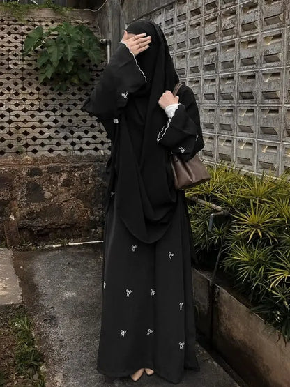 Cralom Butterfly Bow Abaya Kaftan Dress - Stylish Islamic Robe