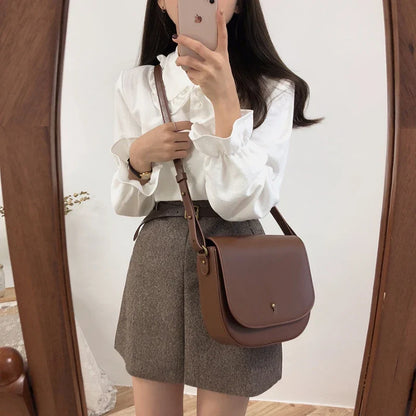 Cralom Flare Sleeve Peter Pan Collar Button Shirt - Women's Fashion Statement