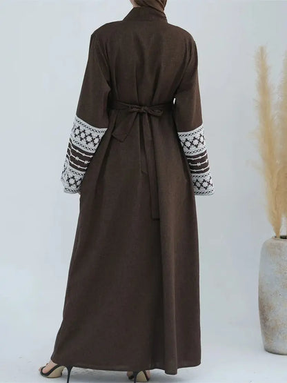 Cralom Embroidered Kimono Abaya Kaftan Dress