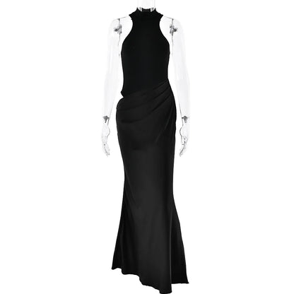Cralom Sleeveless Round Neck Patchwork Dress for Women