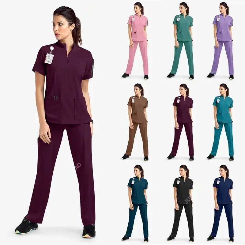 Cralom V-Neck Top & Pant Set: Modern Hospital Workwear