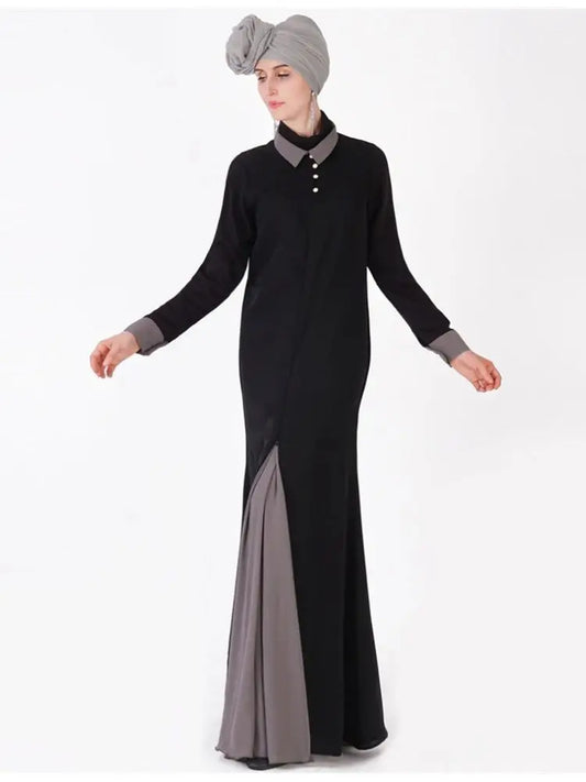Ramadan Eid Black Abaya Damen Dubai Modest Dress by Cralom
