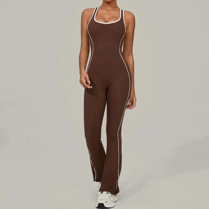 Cralom Seamless Yoga Jumpsuit: Back Hollow Butt Lifting Bootcut Bodysuit