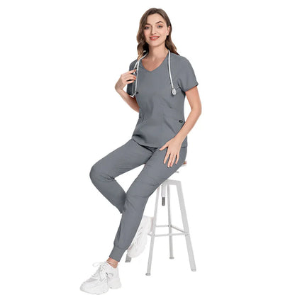 Cralom Women's Medical Scrub Set with Nursing Accessories