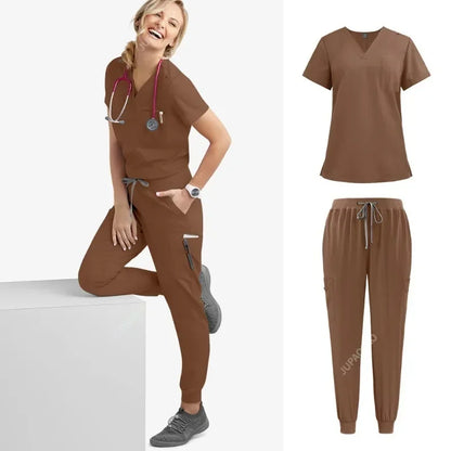 Cralom Multicolour Jogger Scrubs Set with Pocket Pants