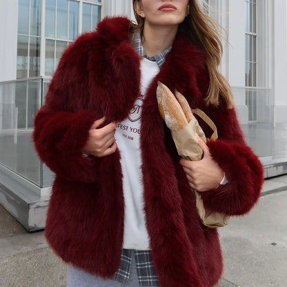 Cralom Lapel Button Jacket, Long Sleeve Coat, Designer Fashion Style for Women