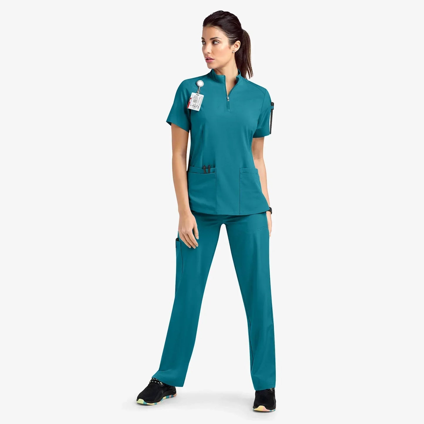 Cralom V-Neck Scrub Set: Top & Pant for Medical Nurses | Modern Hospital Uniform