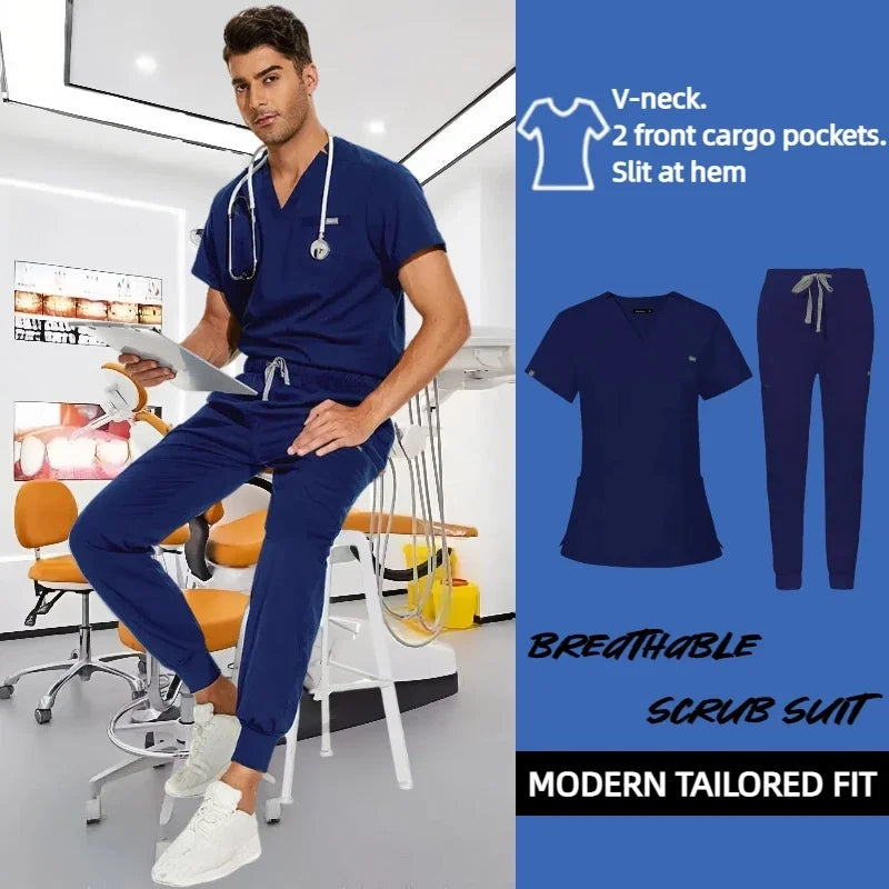 Cralom Unisex Stretch Scrub Sets: Professional Healthcare Nursing Uniforms