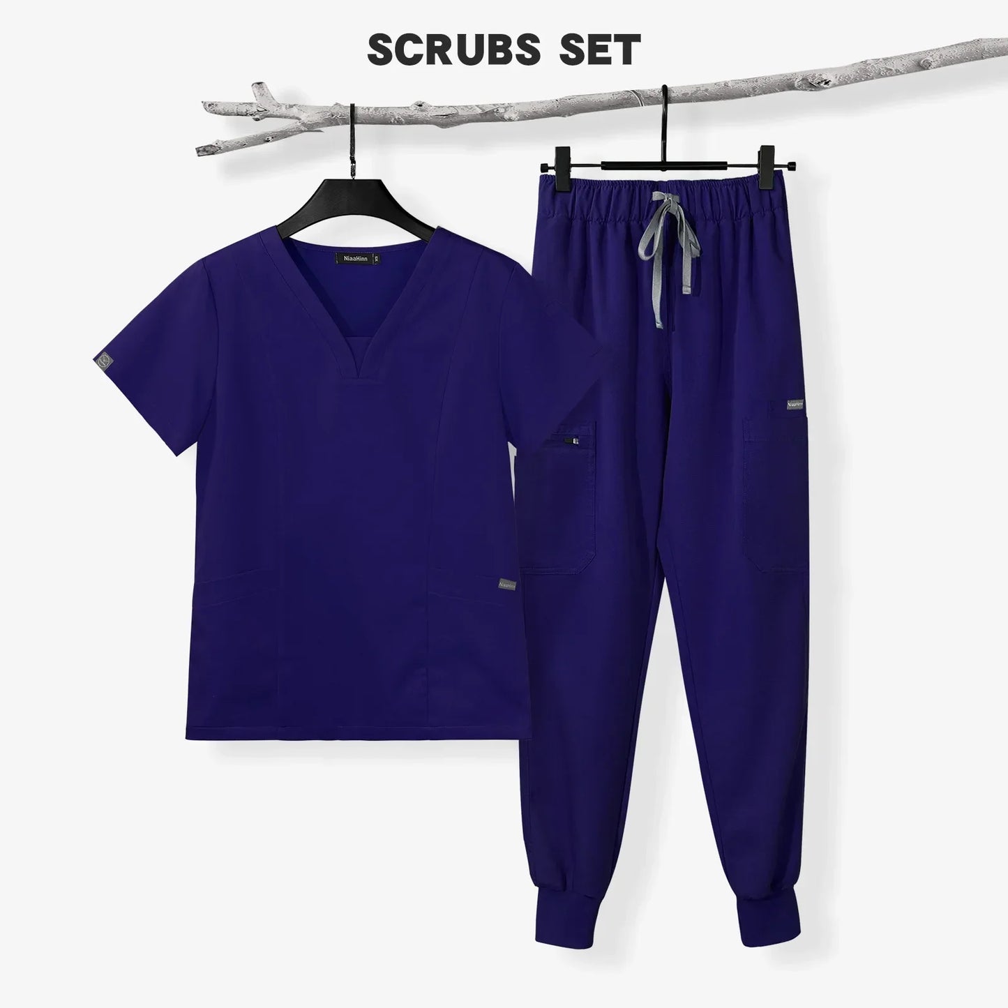 Cralom Men's Scrubs Set: Top & Relax Pants, Short Sleeve, Leisure Fit