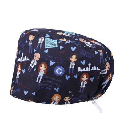 Cralom Women's Cat Print Doctor Hat for Pediatrics & Veterinary Clinics