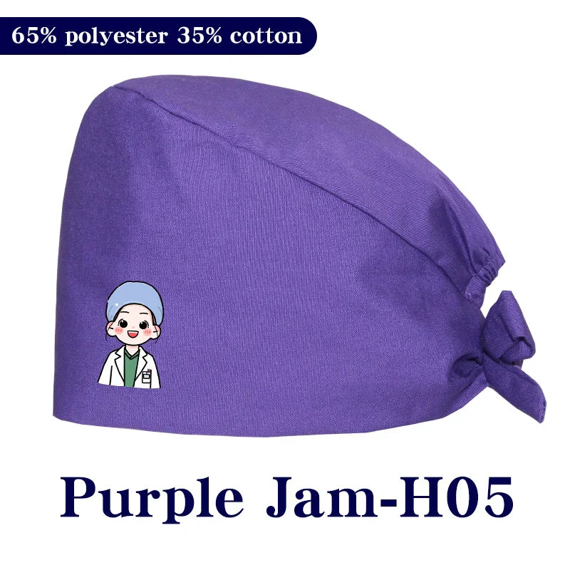 Cralom Cartoon Printed Surgical Scrub Caps for Medical & Pet Grooming Pros
