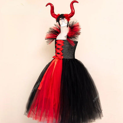 Cralom Deluxe Demon Queen Witch Girls Halloween Party Costume