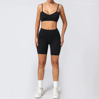 Cralom Seamless Yoga Set: Backless Sports Bra & Hip-lifting Leggings, Fitness Gym Outfit
