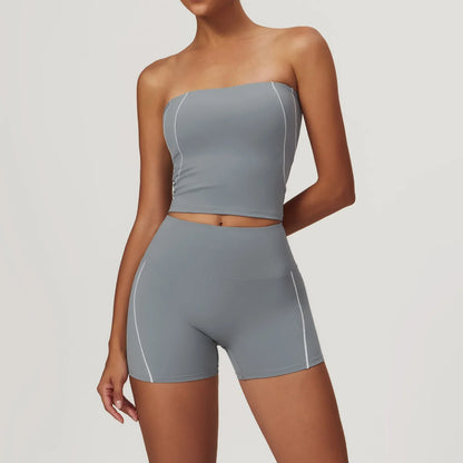 Cralom Summer Yoga Set for Women: 2 Piece Tight Fit Sports Suit