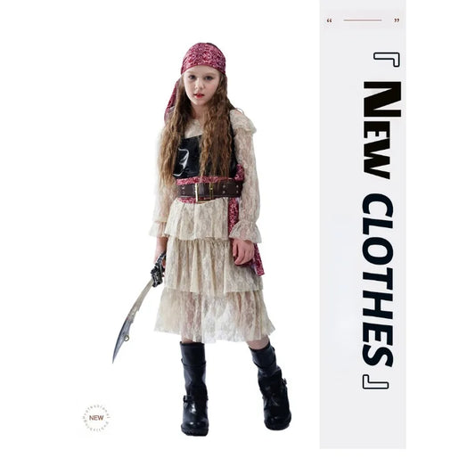 Cralom Lace Pirate Skirt for Girls - Halloween Carnival Costume