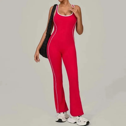 Cralom Seamless Yoga Jumpsuit: Back Hollow Butt Lifting Bootcut Bodysuit