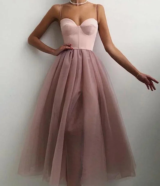 Cralom Off-Shoulder Tulle Tutu A-Line Dress Solid Color Mesh Vestido Dress