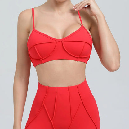Cralom Sports Bra Top for Women Yoga Running Fitness Gym Slim Strap Back-Tight Fit