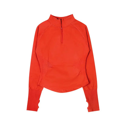 Cralom Seamless Half Zip Gym Top - Women's Yoga Fitness Jacket