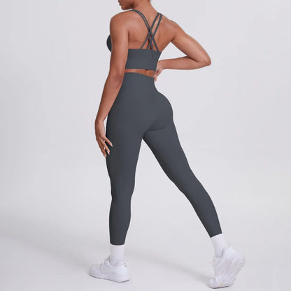 Cralom Seamless Yoga Set: Cross-Back Bra & Booty-Lifting Leggings