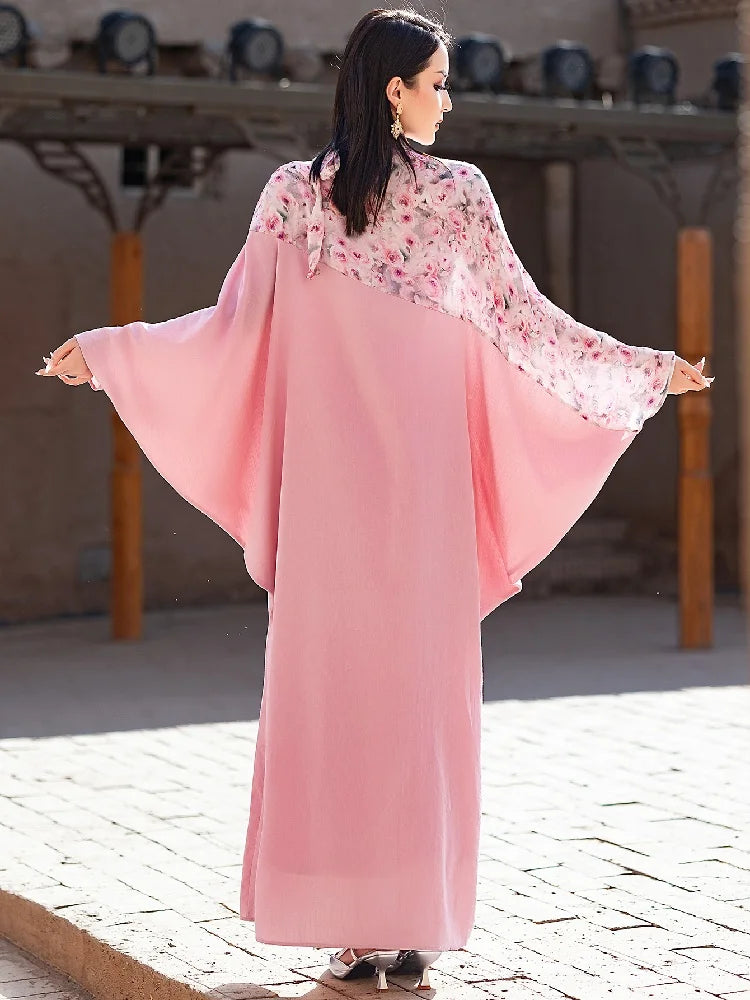 Ramadan Pink Abaya by Cralom: Elegant Arabic Islamic Dress for Women