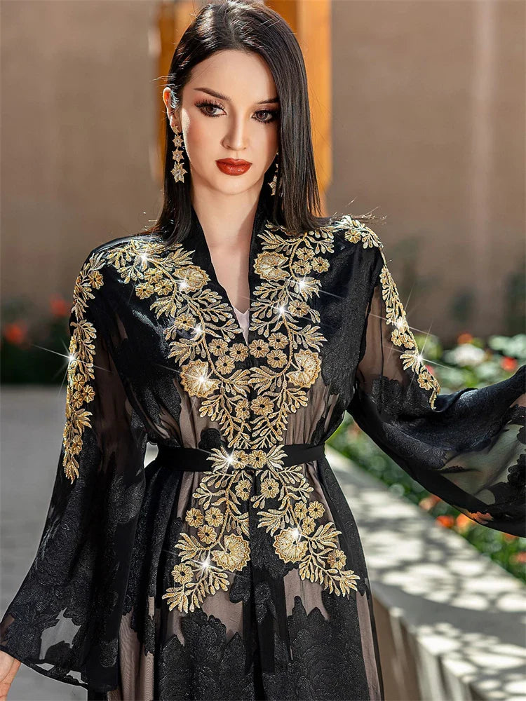 Cralom Black Kimono Abaya Set - Cralom Collection