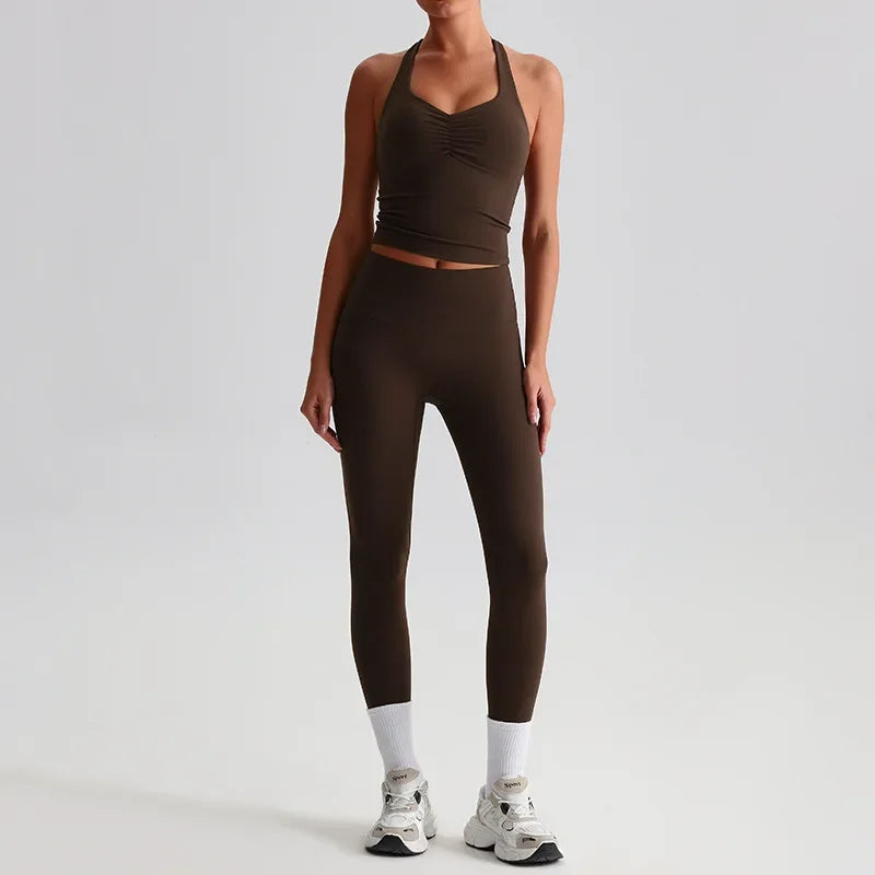 Cralom Naked Feel Seamless Yoga Set: Sports Bra & Slim-Fit Leggings
