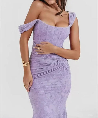 Cralom Embroidered Spaghetti Strap Midi Dress