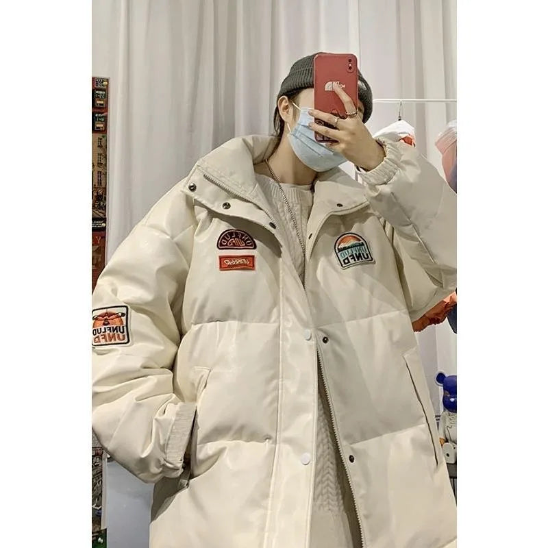 Cralom Y2K PU Leather Cotton Padded Coat for Women