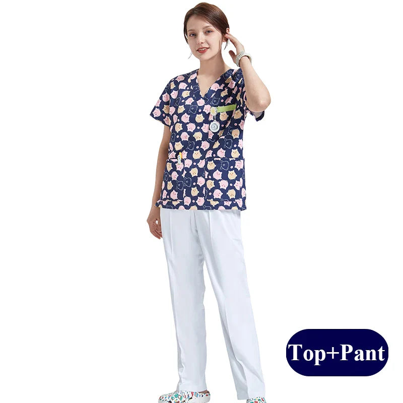 Cralom Women's 3-Pocket Scrub Top Nurse Tunic Uniform, Anti-static Medical Uniform H738
