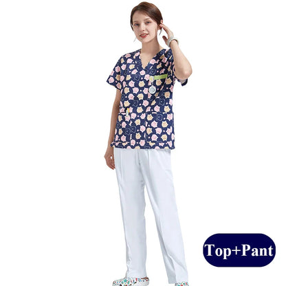 Cralom Women's 3-Pocket Scrub Top Nurse Tunic Uniform, Anti-static Medical Uniform H738
