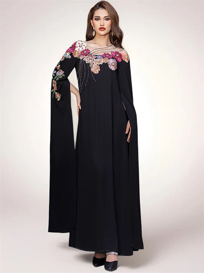 Cralom Luxe Black Abaya Kaftan for Stylish Muslim Women
