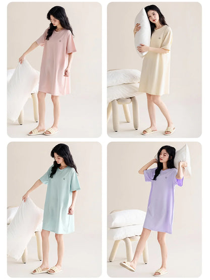 Cralom Modal Nightgown with Chest Pads, 2025 New Simple Pajamas