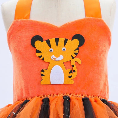 Cralom Baby Girls Halloween Cosplay Tutu Dress Tiger Cow Leopard Zebra Giraffe