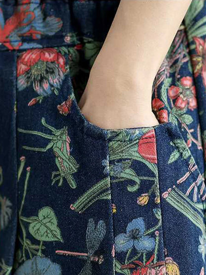 Cralom High Waist Wide Leg Print Jeans