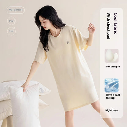 Cralom Modal Nightgown with Chest Pads, 2025 New Simple Pajamas