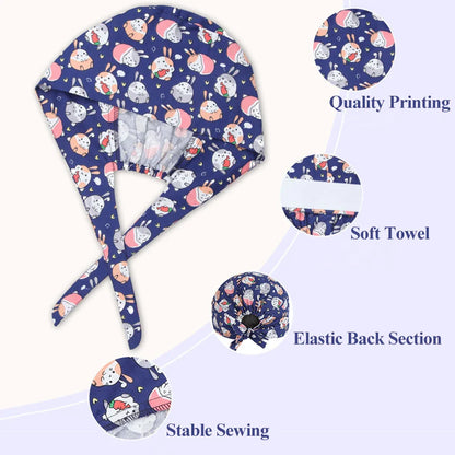 Cralom Cotton Scrub Caps with Sweatband for Medical Professionals