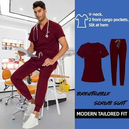 Cralom Unisex Stretch Scrub Sets: Professional Healthcare Nursing Uniforms