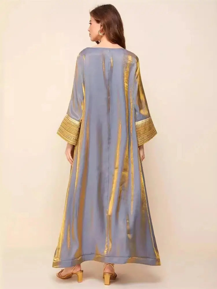 Satin Maxi Abaya Long Dubai Luxury 2024 Kaftan Dress by Cralom