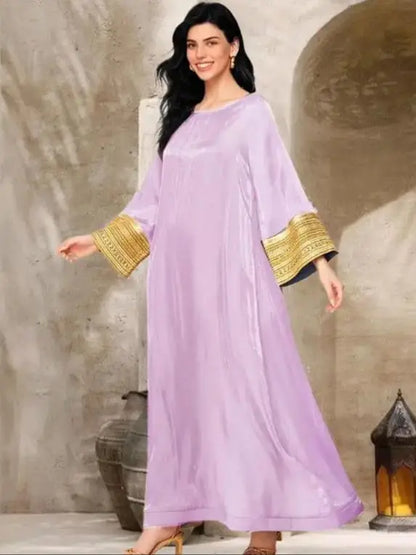 Satin Maxi Abaya Long Dubai Luxury 2024 Kaftan Dress by Cralom