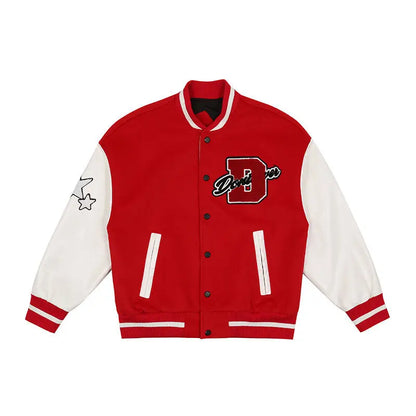 Cralom Flocking Baseball Uniform Jacket: Y2K Retro Vintage Lovers Motorcycle Casual Coat