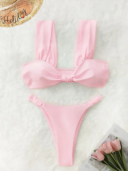 Cralom 2025 Split High Waist Bikini Set - Summer Swimwear Fashion