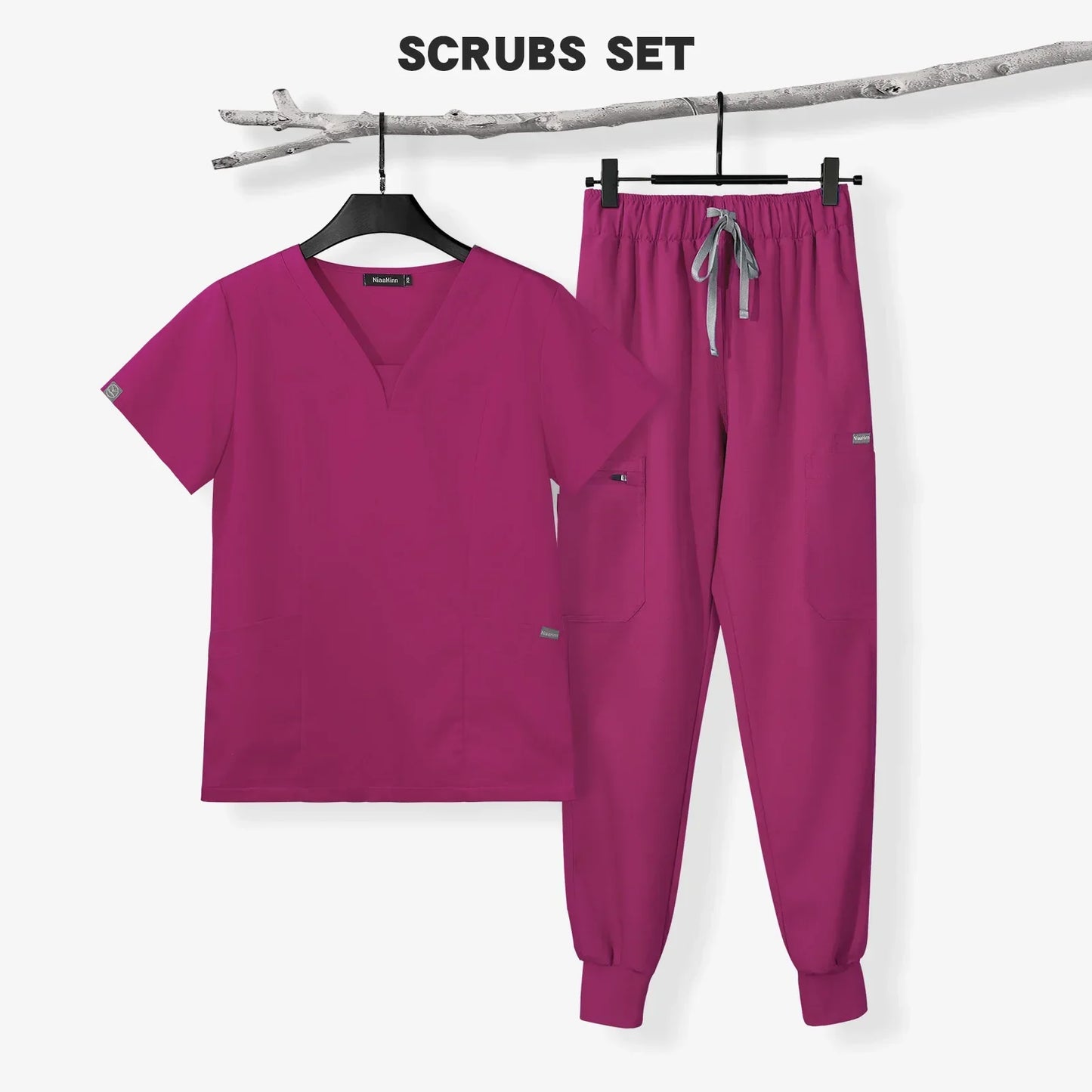 Cralom Men's Scrubs Set: Top & Relax Pants, Short Sleeve, Leisure Fit